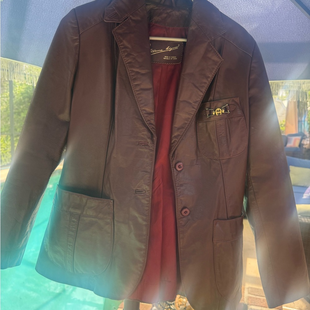 Woman’s Leather Blazer Jacket - Classic Casual Coat